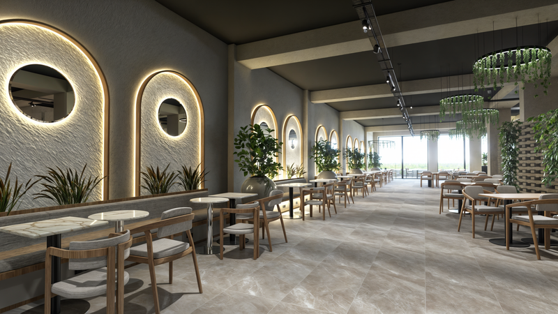 Dion's restaurant interior with warm ambiance