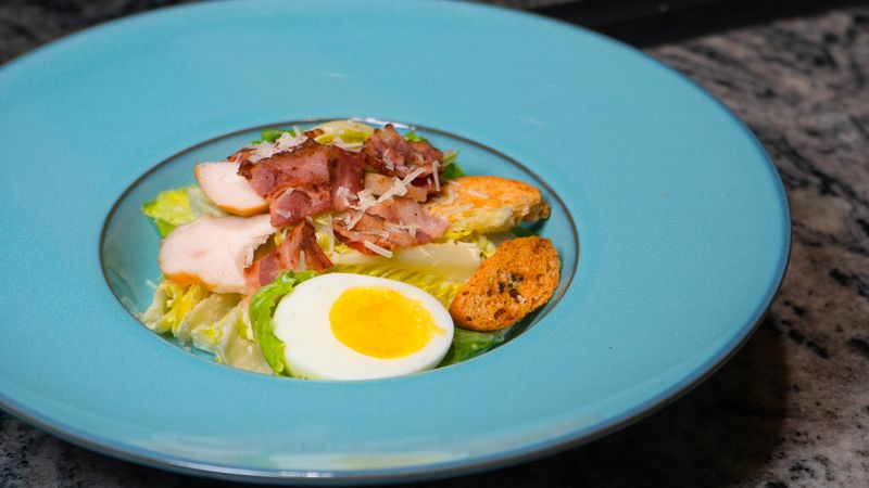 Classic Caesar salad with romaine and parmesan