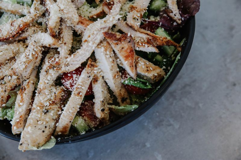 Southwest chicken salad with black beans and avocado