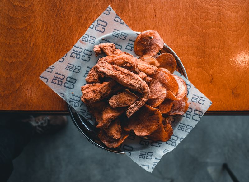 Crispy chicken tenders basket with dipping sauces